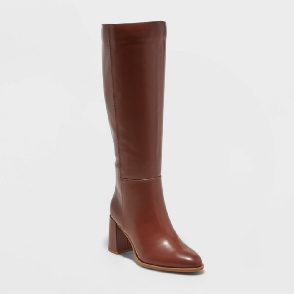 Brown Leather Heeled Boots